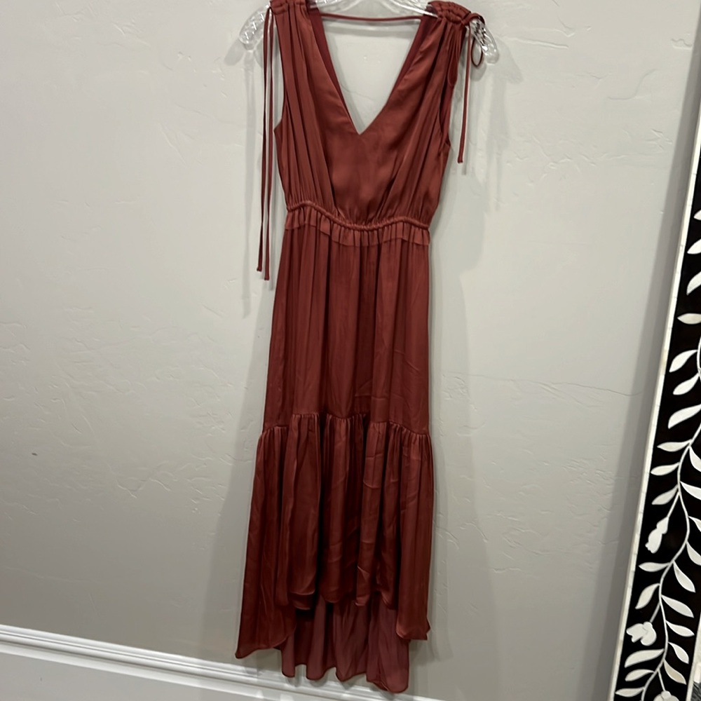 Banana Republic SATIN RUCHED MAXI DRESS in copper clay size 0